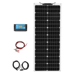 Solar Panel Complete Kit, 50W 100W 12V/24V Monocrystalline PV Battery Charger for Car Boat House Balcony RV Camper Off Grid