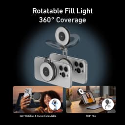 TELESIN Magnetic Fill Light Mini SSelfie Ring Fill Light 3 Modes with Mirror Light Universal for Smartphone Iphone Android