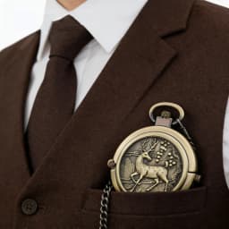 Bronze Elk Mechanical Pocket Watch Roman Numerals Skeleton Dial Pendant Clock  Casual Fashion Gifts for Women Men