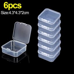 6/24PCS Mini Flip Cover Storage Box Transparent Square Plastic Boxes Pill Packaging Carrying Cease Jewelry Organizer Dustproof