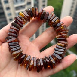Yoowei 100% Real Amber Bracelet for Unisex Genuine Black Bead Irregular Natural Plant Medical Healing Jewelry Gift Wholesale