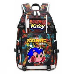 Kirby Cartoon Print Student Backpack Large Capacity Travel School Bag for Kids Teens