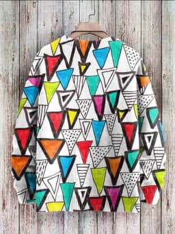 Vintage Geometry Art Print Casual Knit Pullover Sweater Women For Men Sweater