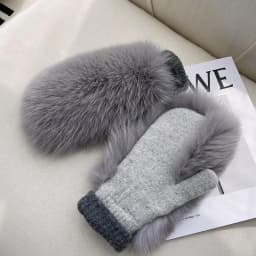 Real Fox Fur Gloves Knitted Women Mittens Winter Girls Fashion Fluffy Warm 100% Real Fox Fur Gloves