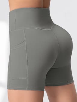 Solid Color Yoga Pants With Pockets Quick Drying High Waisted Gym Push Up Yoga Shorts for Woman Breathable Workout Fitness Shor