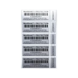 100% silver full transfer tamper obvious label security warranty invalid sticker Major minor double serial number label