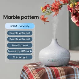 KINSCOTER Wood Grain Aromatherapy Diffuser 300ml Essential Aroma Oils Ultrasonic Air Humidifier 3 Timers USB Color Light