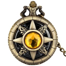 Hollow Sun Rhinestone Decorated Chic Bronze Quartz Pocket Watch Men Women Black Starry Roman Numerals Fob Chain Pendant Clock