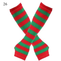 New Long Glove Arm Cover Classic Pink Black and White Striped Fingerless Elbow Gloves Warmer Knitted Wristband