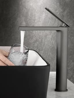 Bathroom White/Gray Bronze Solid Brass Luxury Basin Sink Tall Faucet Single Handle Water Mixer Bath Tap High And Short Style