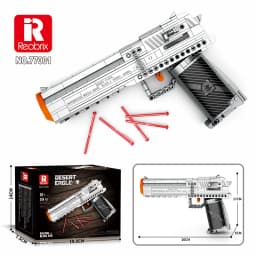 Military Series Building Block 356PCS Desert Eagle Pistol Can Shoot Model DIY Assemble Puzzle Brick Wargame Toys Birthday Gift
