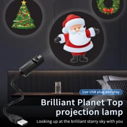 Christmas Deer Snowflake Switchable Pattern Projection Lamp USB Ambiance Night Light 360° Rotate for ChristmasGift Ceiling Decor