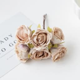 6Pcs Artificial Flowers Wedding Mini Bouquet Wreath Scrapbooking for Home Christmas Decor Diy Holiday Accessories Silk Tea Rose