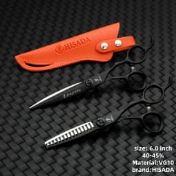 HISADA Hairdressing Scissors Black Suit 6.0 6.5 7.0 Advanced Black Coating Scissors, VG10 Steel Professional Hairdressing Scisso