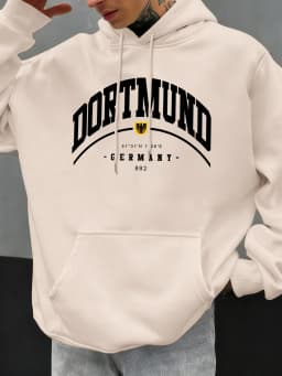 Dortmund Germany Letter Pattern Autumn Hoody Men Casual Oversize Hoodies Fashion Fleece Clothing Personality Unisex Pullover