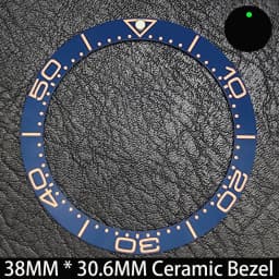 Sloping 38mm * 30.6mm Ceramic/Aluminum Blue Luminous Bezel GMT and Diving Watch Insert Fit for 40mm Watch Case Replacement Watch