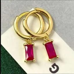 Huggies Earrings Purple white Green Blue Red Square Heart Silver Color Small Hoop Earrings for Women Girls Wedding Jewelry