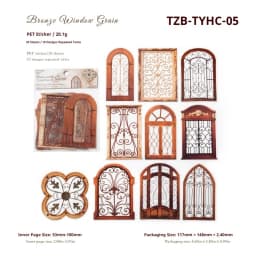 JIANWU Vintage Baroque Window Landscape Material Collage Scrapbooking PET Sticker Creative DIY Journal Stationery