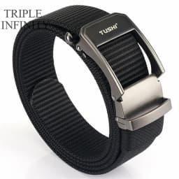 Fashion Metal Automatic Buckle Webbing Belts For Men Thick Tough Canvas Tactical Belt Outdoor 3.4cm Jeans Pants Waistband Hiking