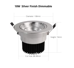 COB LED Downlight Spot Light 3W 5W 7W 10W Dimmable 220V Black Silver White Finish
