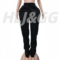 HLJ&GG Spring New Drawstring Jogger Pants Women High Waisted Stacked Trousers Casual Female Solid Color Matching Sporty Bottoms