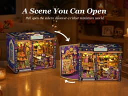 CUTEBEE Book Nook Kit 3D DIY Dollhouse with LED Light Bookshelf Insert Street Shop Series Miniature Model For Home Party Decor