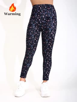 Autumn Winter 1PACK Women's Small Floral Plush Thick Sexy Tight Legging Casual Sports Elegant Fitness Yoga Pants