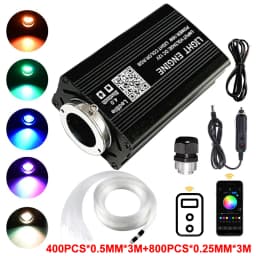 16W RGBW Fiber Optic Star Ceiling Light Kit with APP & Remote Control, Music Sync Mode for Car Roof Home Theater Decoration, 500-1200pcs 0.25-0.75mm Fiber Cable, US Warehouse