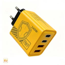 240W GAN Mechanical Pattern Multi Port Travel Charger EU US Plug Multiple Color Charging Kit with 1M Braided USB C Cable