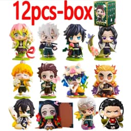 1-12pcs Anime Demon Slayer Blind Box Tanjiro Kamado Nezuko Cartoon Figure PVC Model Ornament Child Christmas Halloween Gift