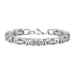 Vnox Stainless Steel Byzantine Bracelet for Men, 8mm Wide Vintage Style Bold Square Links Chain Wristband, Father's Day Gift