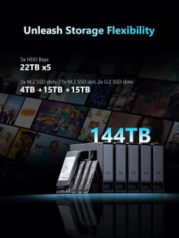 MINISFORUM N5 Pro AI NAS Mini Server AMD Ryzen AI 9 HX PRO 370 Ryzen 7 255 DDR5 5-Bay NAS Home Server OCuLink PCIe Expansion