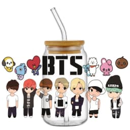 Korean Popular Music Group UV DTF Bottle Stickers Glasses Cup Transfer Stickers DIY Stationery Computer Waterproof Sticker