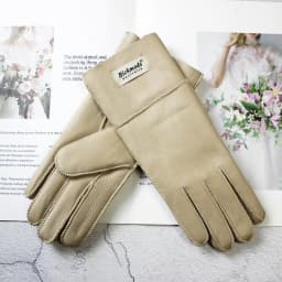 Women's Thickened Winter Sheepskin Fur Gloves Windproof Warm Outdoor Motorcycle Riding Color Leather Finger Gloves