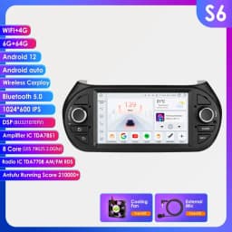 7" Ossuret Android Auto Car Radio for Fiat Fiorino Qubo Peugeot Bipper Citroen Nemo Multimedia Navi GPS RDS DSP CarPlay BT 4G