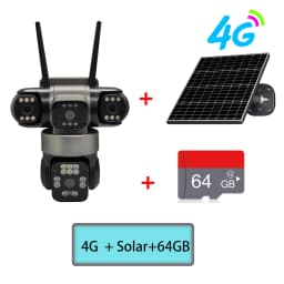 Solar Powered AOV 4-Lens Camera,Color Night Vision,Human Detection & Tracking, 24H Recording for Outdoor Home Security