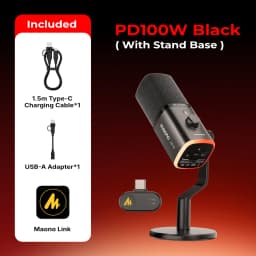 MAONO PD100W Wireless USB Dynamic Microphone Cardioid Microphone with One-Touch Mute Noise Reduction Custom RGB Light Real-Time Monitoring Microphone for PC Gaming Live Streaming Creator Podcast