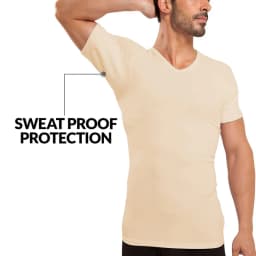WESPROJECT Men Lancin Modal Sweatproof Anti T Shirt Against Underarm Sweat Proof Slim Fit V Neck T-Shirt