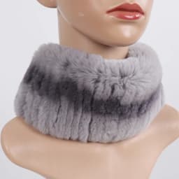 Women's Winter Warm Genuine Fur Hat Scarf Set Real Rex Rabbit Fur Cap with Silver Fox Scarves 2-Piece Natural Fashion Accessory