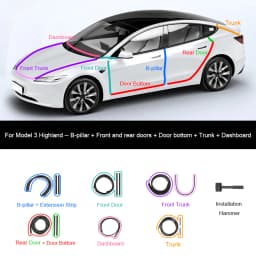 For Tesla Model Y Juniper Door Seal Strip Soundproof Rubber Weatherstrip for Model 3 Highland B-Pillar Sealing Noise Reduction