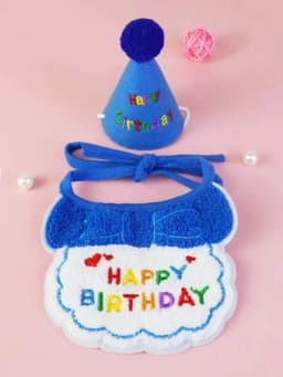 Cat Dog Birthday Bib and Party Hat Mini Doggy Cat Adjustable Bandana Scarf Pet Birthday Outfit Puppy Supplies