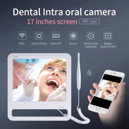 Wireless WiFi HD Dental Intraoral Camera 8 LED Macro Lens + 17 Inch LCD Screen Monitor Chair Side