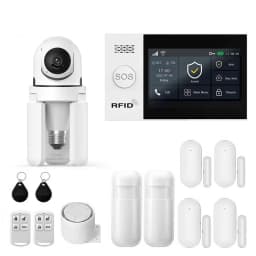 PGST WiFi 4G GSM Alarm System Works with TUYA Smart Life for Home Security with PIR Wireless Solar Siren Works with Aleax