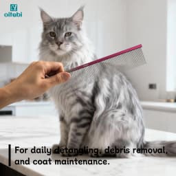 OITABI 24.5cm Extra-Long Professional Pet Grooming Comb with Long Tooth, Semi-Dense & Semi-Wide Row Comb for Cat Dog Round Tooth