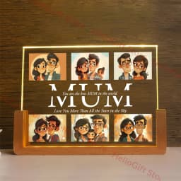 Personalized Custom Photo Text 3D Acrylic Lamp Customized NightLight for MOM DAD LOVE Family Friend Birthday Festival Day Gift