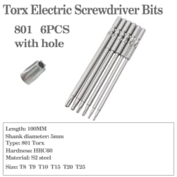 8pcs-11pcs 60mm/100mm long Torx screwdriver bit 800/801/802 electric screwdriver bit 4mm/5mm/6mm handle Screwdriver accessories