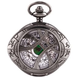 Vintage Bronze Eye Round Case Shape Quartz Pocket Watch Jewelry Pendant Necklace Chain Gifts for Men Women