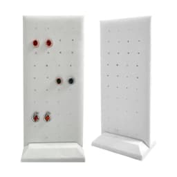 40-Hole Velvet Jewelry Display Stand - Detachable Earring & Pendant Organizer with Wooden Base, Multi-Color for Boutique