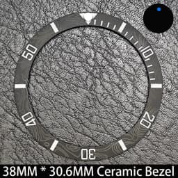 Sloping 38mm * 30.6mm Ceramic/Aluminum Blue Luminous Bezel GMT and Diving Watch Insert Fit for 40mm Watch Case Replacement Watch