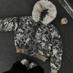 Camouflage Men Short Cotton Jacket Large Fur Collar Hooded Design Winter Thickened High Street American Style Coat Men Clothing